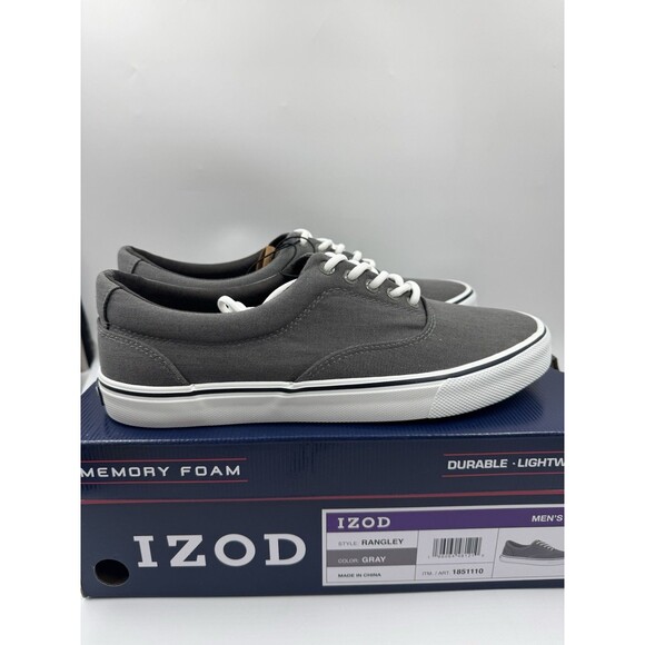 Izod Men's Rangley Canvas Memory Foam Gray Lace Up Sneaker Shoes Size 10 New - Picture 9 of 16